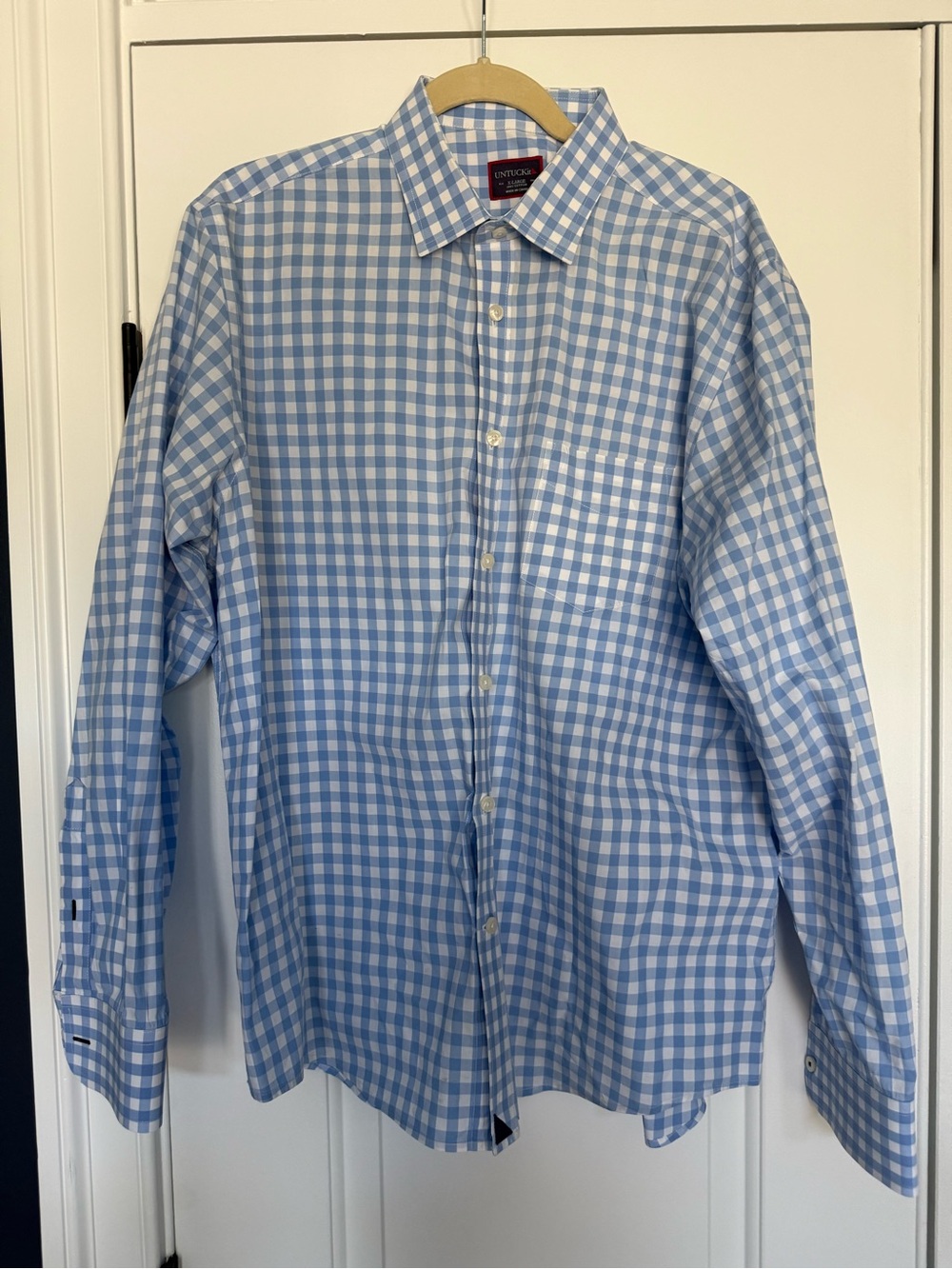 UNTUCKit Blue and White Gingham Men's Dress Shirt
